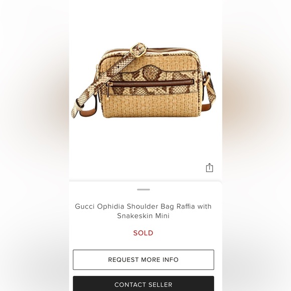 🐍🆕GUCCI Raffia Watersnake Mini Ophidia Shoulder Bag Beige 🆕🐍 - Picture 15 of 15